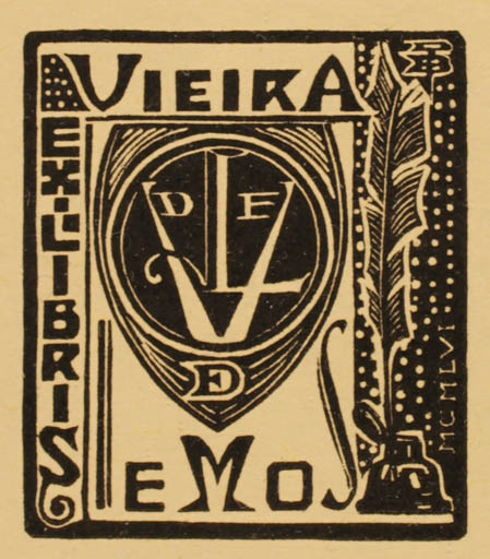 Exlibris by Rene Barande from France for Antero Viera De Lemos - Monogram 