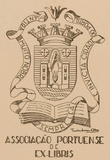 Exlibris by ? ? from Portugal for Associacao Portuense - Book Heraldry 