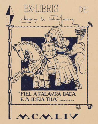 Exlibris by Henrique da Costa-Ferreira from Portugal for ? ? - Horse Knight Horseman/Rider 