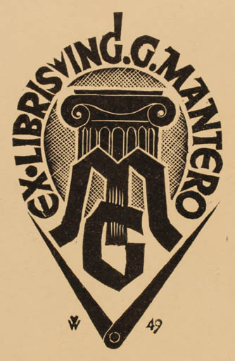 Exlibris by Peter Wolbrandt from Germany for Gianni Mantero - Classical antiquity Monogram 