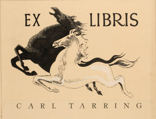 Exlibris by Werner Neertoft from Denmark for Carl Tarring - Horse 