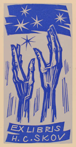 Exlibris by Ladislav Rusek from Czechoslovakia for Henry Carlo Skov - Hand(s) 