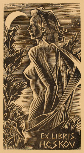 Exlibris by Josef Weiser from Czechoslovakia for Henry Carlo Skov - Woman 