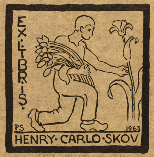 Exlibris by Peter Skovgaard from Denmark for Henry Carlo Skov - Working Man 