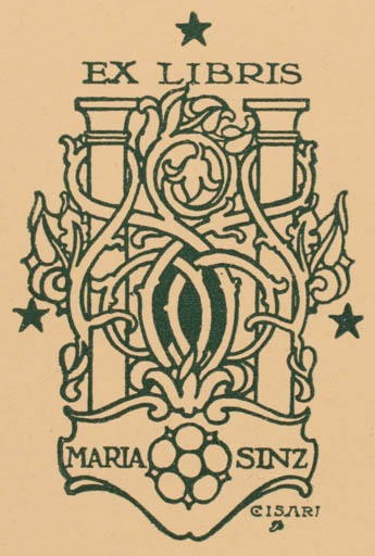 Exlibris by Giulio Cisari from Italy for Maria Sinz - Jugend Ornament 