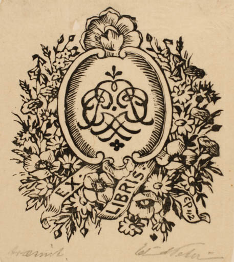 Exlibris by Edmund Peter from Denmark for ? Exlibrisentwurf - Flora Monogram 