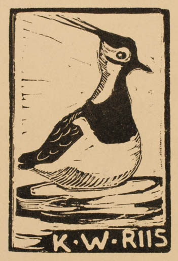 Exlibris by Leif Rydeng from Denmark for Kaj Welsch Riis - Bird 