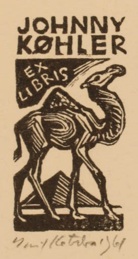 Exlibris by Emil Kotrba from Czechoslovakia for Køhler Johnny - Fauna Egypt 