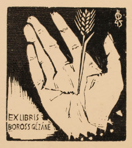 Exlibris by Oz Dénes from Hungary for Boross Glzáne - Hand(s) 