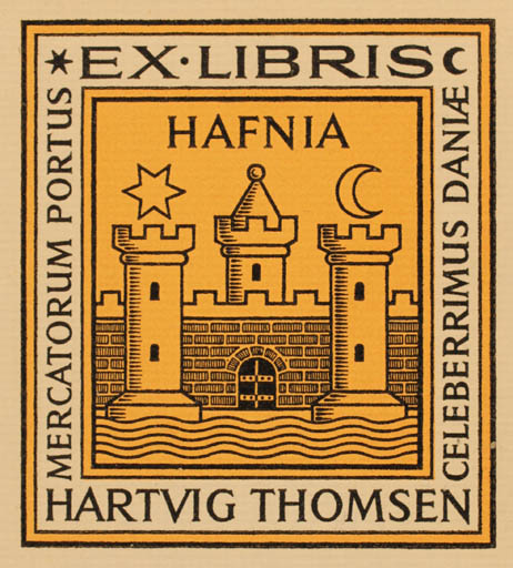 Exlibris by E. von Linstow from Denmark for Hartvig Thomsen - Castle/Palace 