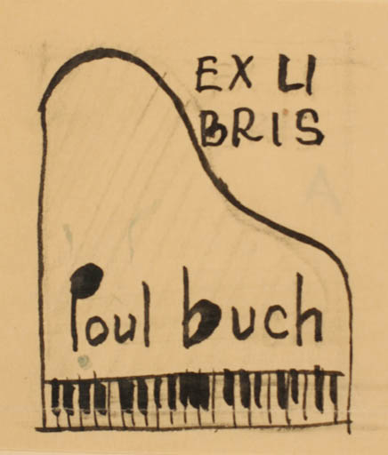 Exlibris by Alexander Secher from Denmark for Poul Buch - Music 