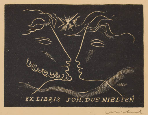 Exlibris by Rastislav Michal from Czechoslovakia for Johan Due Nielsen - Couple Romance 