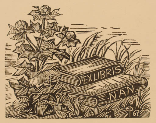 Exlibris by Edmund Peter from Denmark for ? Nan - Flower Book Flora 