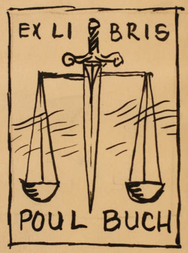 Exlibris by Alexander Secher from Denmark for Poul Buch - Law 