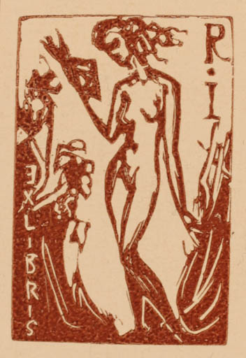 Exlibris by A.J. Poliakov from Russia for ? R.I. - Woman Nude 