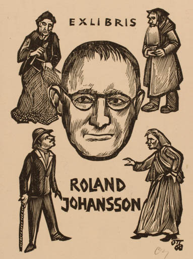 Exlibris by Herbert S. Ott from Germany for Roland Johannson - Portrait 