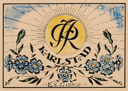 Exlibris by Johan Larsson from Sweden for Roland Johannson - Flower Flora Sun 