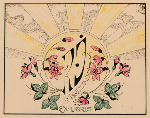 Exlibris by Johan Larsson from Sweden for Roland Johannson - Flower Flora Sun 