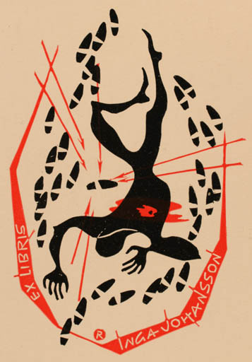 Exlibris by Ladislav Rusek from Czechoslovakia for Inga Johansson - Drama Death 