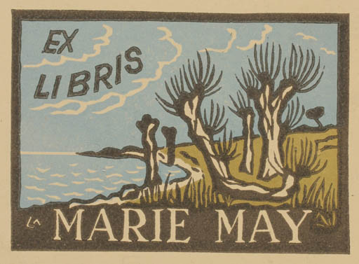 Exlibris by Lorentz May from Denmark for Marie May - Scenery/Landscape Maritime 