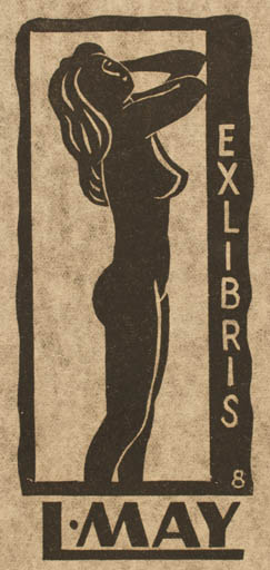 Exlibris by Lorentz May from Denmark for Lorentz May - Woman Nude 