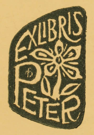 Exlibris by Chr. W. Bauditz from Denmark for ? Peter - Flower Text/Writing 