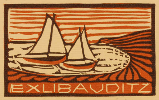 Exlibris by Chr. W. Bauditz from Denmark for Chr. W. Bauditz - Maritime Ship/Boat 