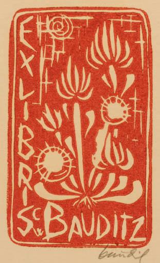 Exlibris by Chr. W. Bauditz from Denmark for Chr. W. Bauditz - Flower Flora 