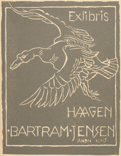 Exlibris by Knud H. Schneller from Denmark for Haagen Bartram-Jensen - Bird 