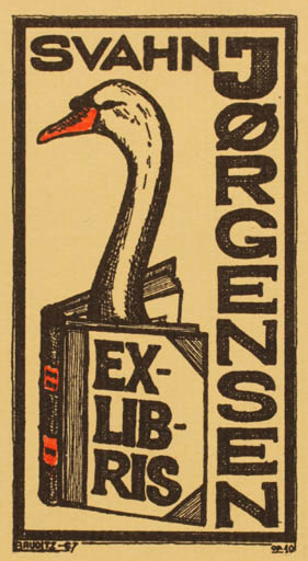 Exlibris by Chr. W. Bauditz from Denmark for Svahn Jørgensen - Book Bird 