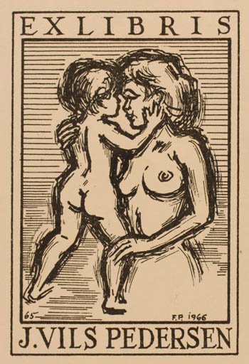 Exlibris by Frank Pedersen from Denmark for Jørgen Vils Pedersen - Child Woman 