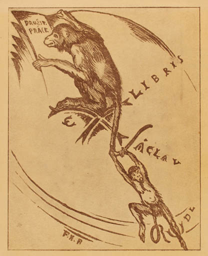 Exlibris by Franz X. Prochazka from Czechoslovakia for Vaclav Rudl - Fauna 