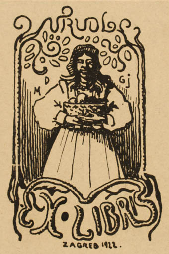 Exlibris by M. D. Gjuric from Czechoslovakia for Vaclav Rudl - Woman 