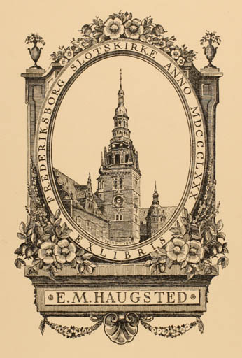 Exlibris by Hakon Spliid from Denmark for E. M. Haugsted - Castle/Palace Church 