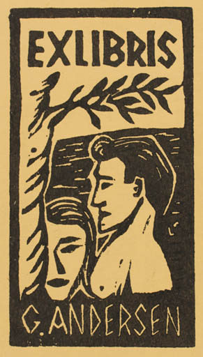 Exlibris by Lorentz May from Denmark for G Andersen - Couple 