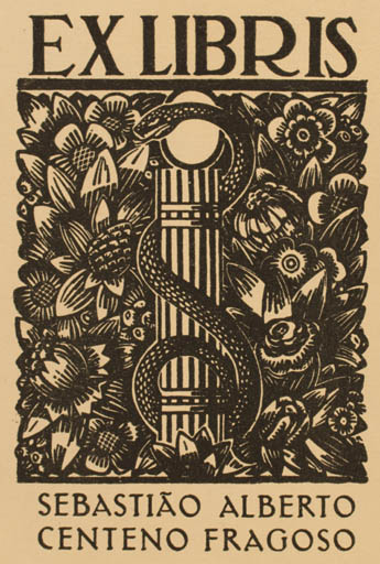 Exlibris by ? ? from Spain for Sebastiáo Alberto Fragoso Centeno - Fauna Flora 