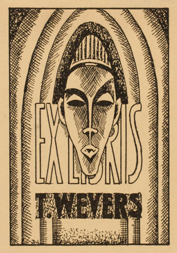 Exlibris by Dirk Van Luyn from Netherland for T Wevers - Woman 