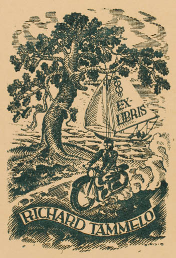 Exlibris by R Kiwit from Estonia for Richard Tammelo - Man Ship/Boat Technology Tree 