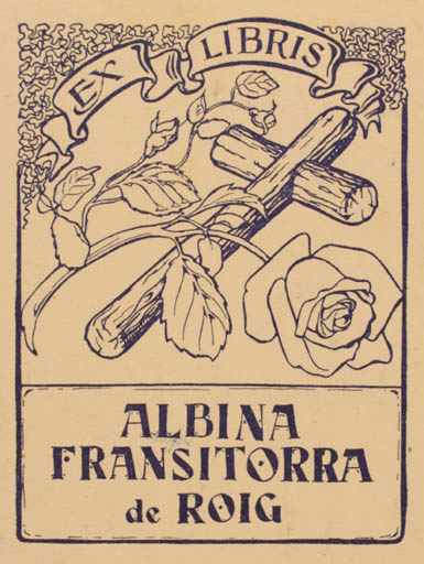 Exlibris by E Branyes from Spain for Albina Fransitorra de Roig - Flower Death 