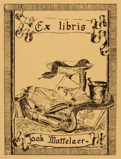 Exlibris by L Vanhaverbeke from Belgium for Jaak Mattelaer - Book 