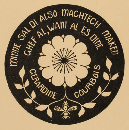 Exlibris by M.G. Stam Semmelink from Netherland for Gerardine Courbois - Flower Flora 