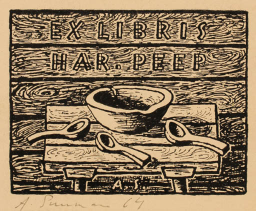 Exlibris by A Sunmann from Estonia for Har Peep - Food 