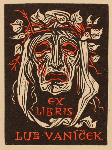 Exlibris by Jaroslav Vodrazka from Czechoslovakia for Lub. Vanicek - Drama Religion 