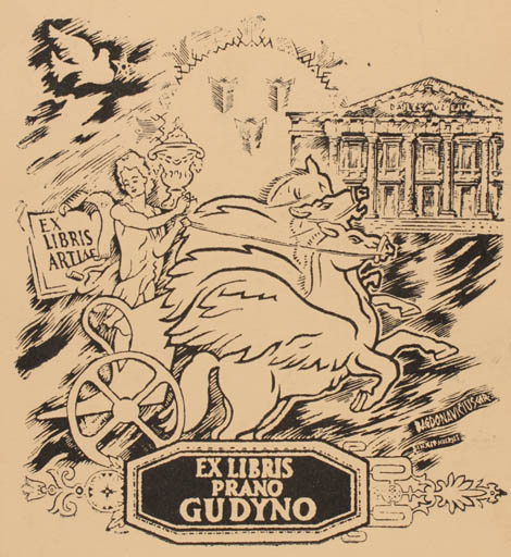 Exlibris by Gerardas Bagdonavicius from Lithuania for Prano Gudyno - Castle/Palace Horse 