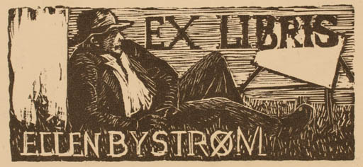 Exlibris by Poul Christensen from Denmark for Ellen Bystrøm - Man 