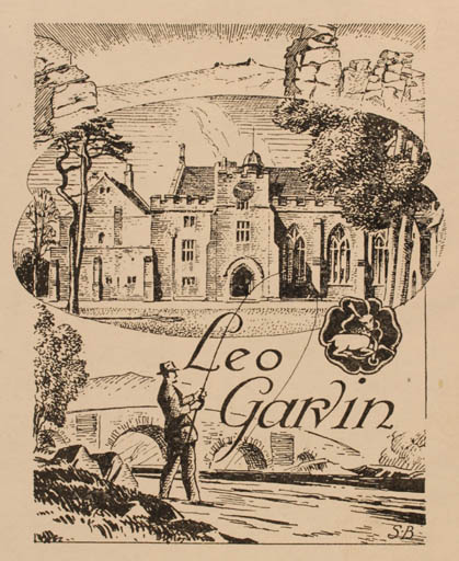 Exlibris by ? S.B. from Great Britain for Leo Garvin - Castle/Palace Man 