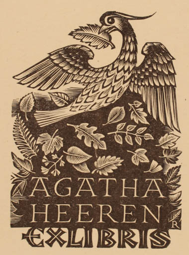 Exlibris by Pam Georg Rueter from Netherland for Agatha Heeren - Bird 