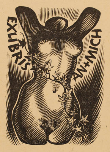 Exlibris by Frank-Ivo van Damme from Belgium for ? An+Mich - Woman Nude 