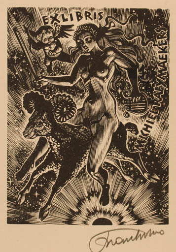 Exlibris by Frank-Ivo van Damme from Belgium for Michiel Raeymaekers - Woman 