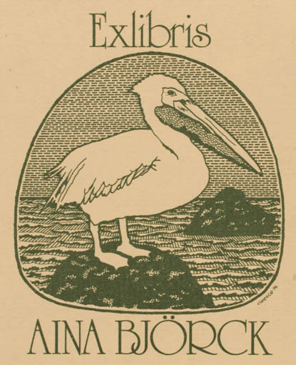 Exlibris by Clarence Bergquist from Sweden for Aina Björck - Bird Maritime 